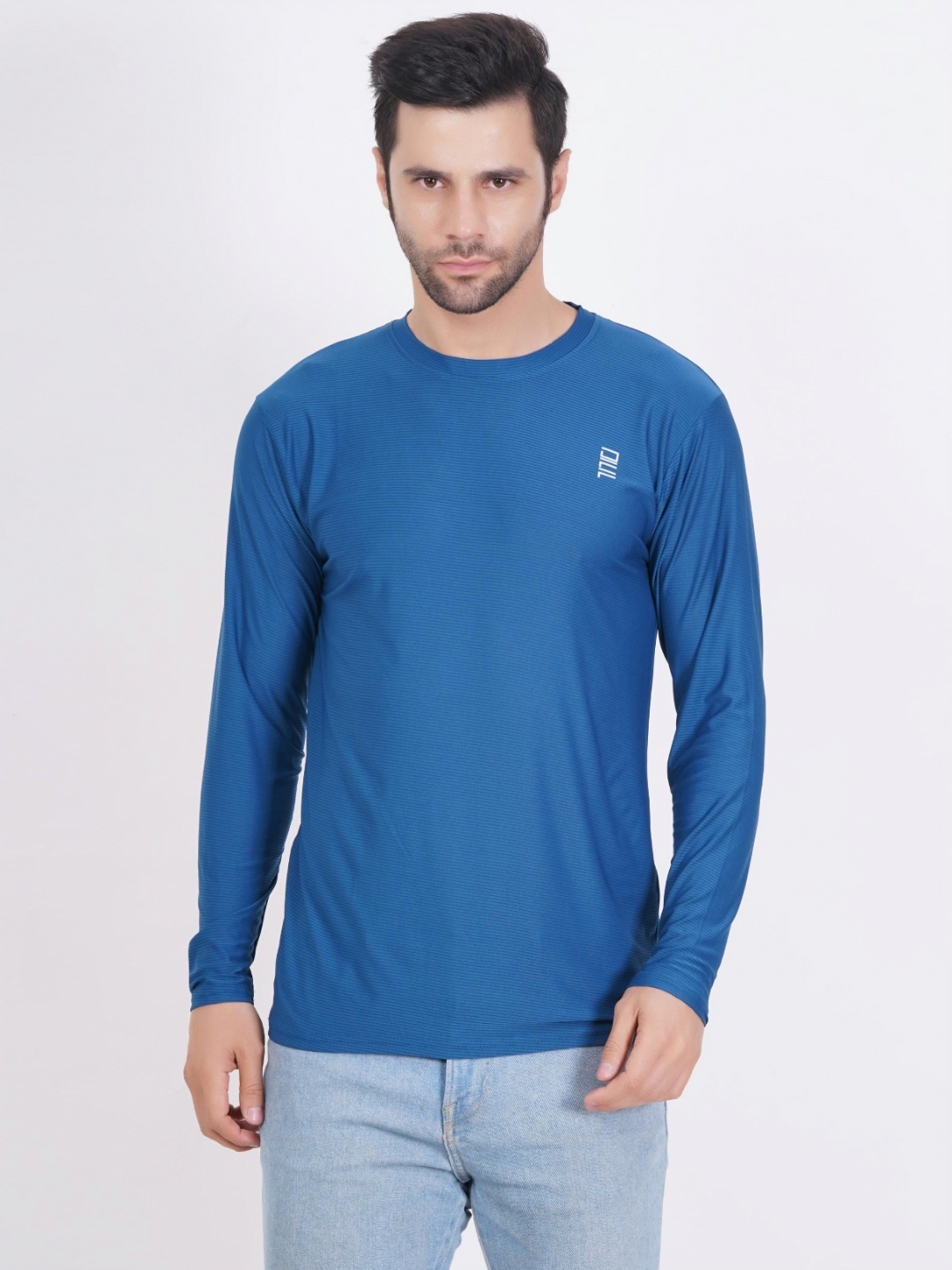 

DAFABFIT Men Applique Slim Fit T-shirt, Blue