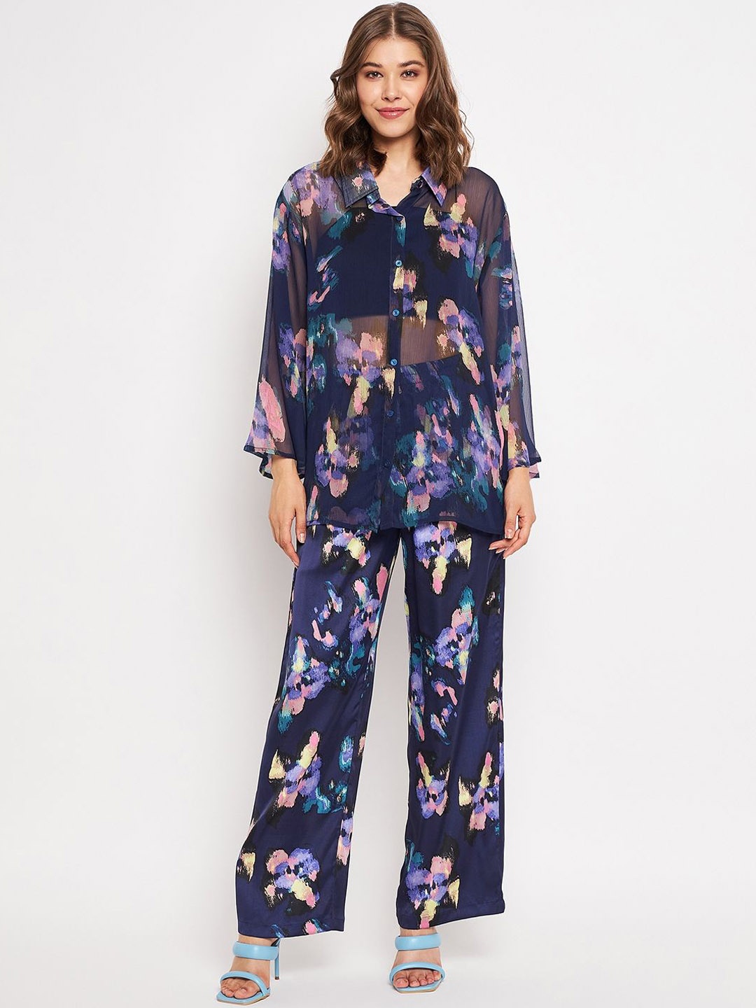 

Murcia Printed Shirt With Trouser Co-Ords, Blue