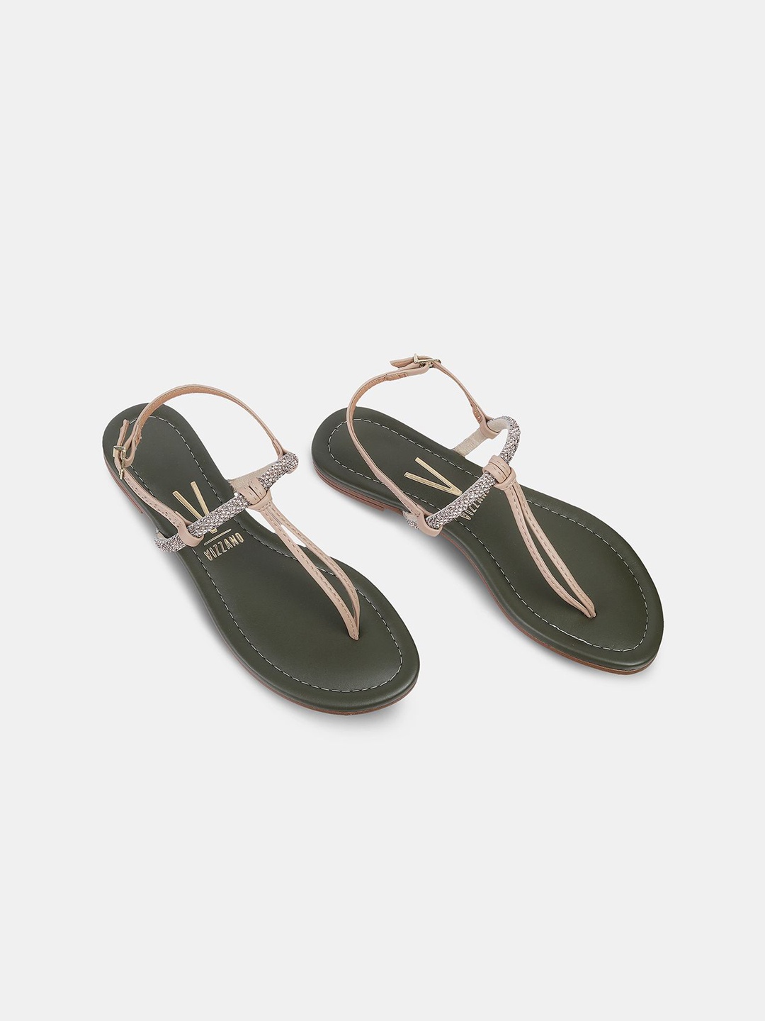 

Vizzano Women Colourblocked Ethnic T-Strap Flats, Rose gold