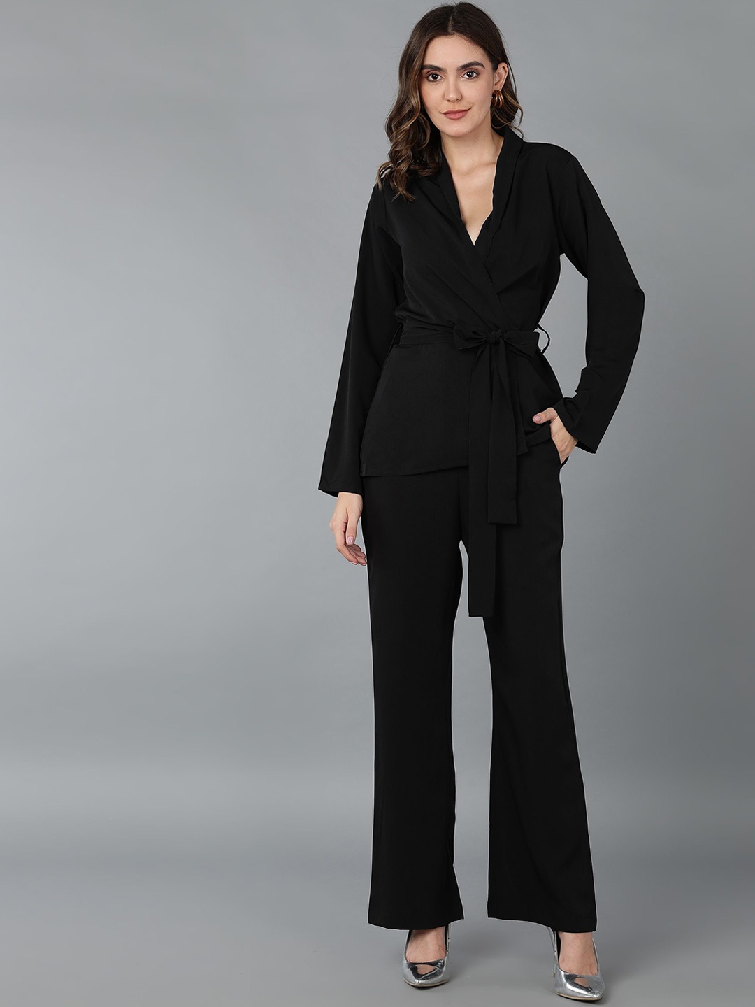 

Murcia Wrap Top With Trouser Co-Ords, Black