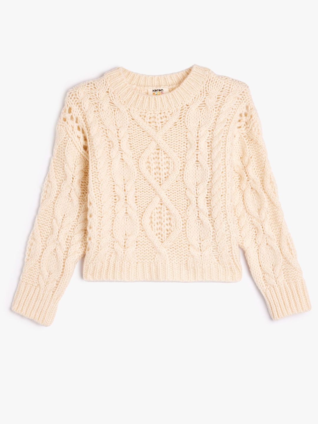 

Koton Girls Cable Knit Pullover, Beige