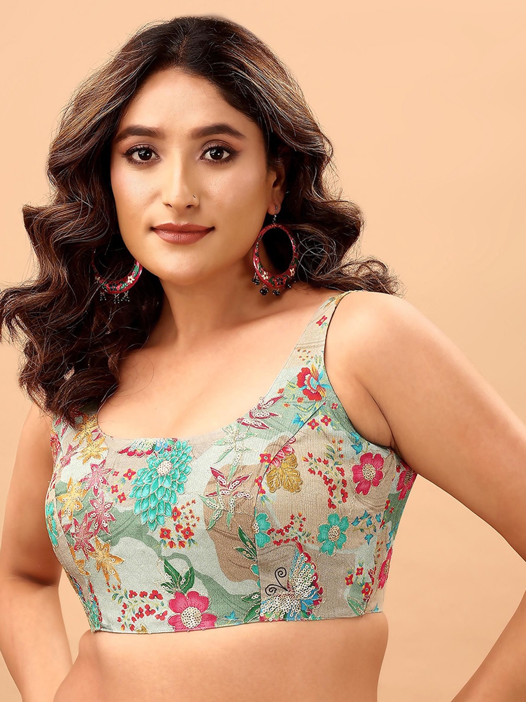 

SAZRIKA Embroidered Saree Blouse, Green