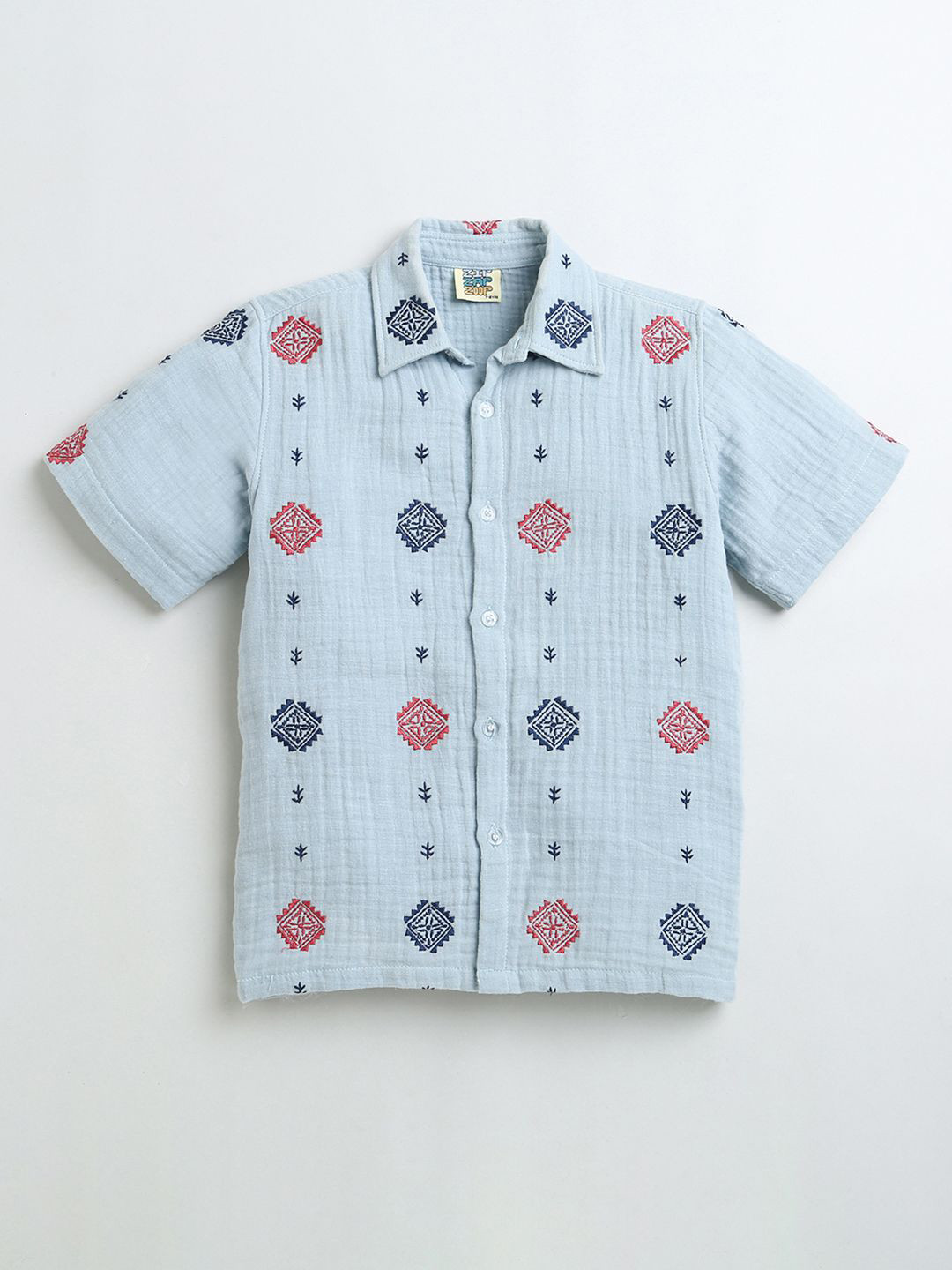 

ZIP ZAP ZOOP Boys Standard Opaque Printed Casual Shirt, Blue