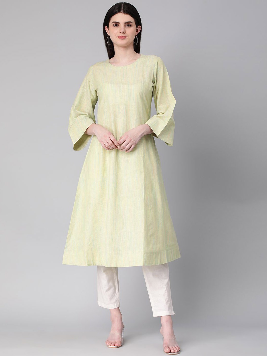 

HRITIKA Women Flared Sleeves Gotta Patti Anarkali Kurta, Green