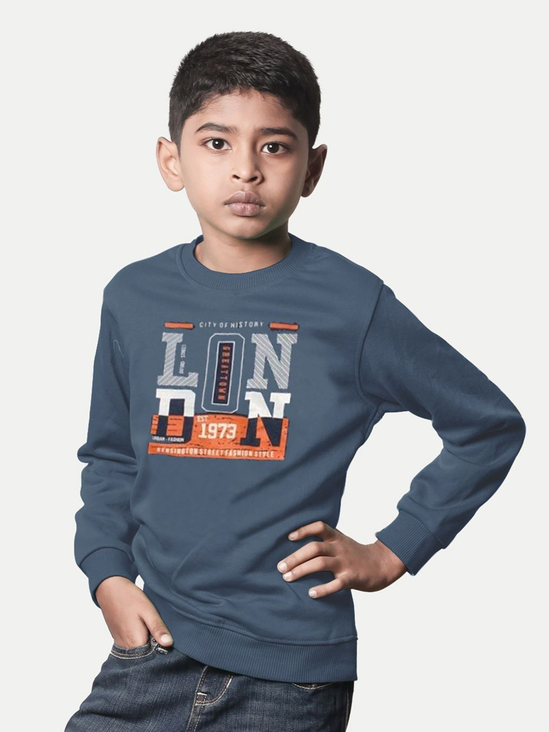 

BAESD Boys Typography Printed Sweatshirt, Blue