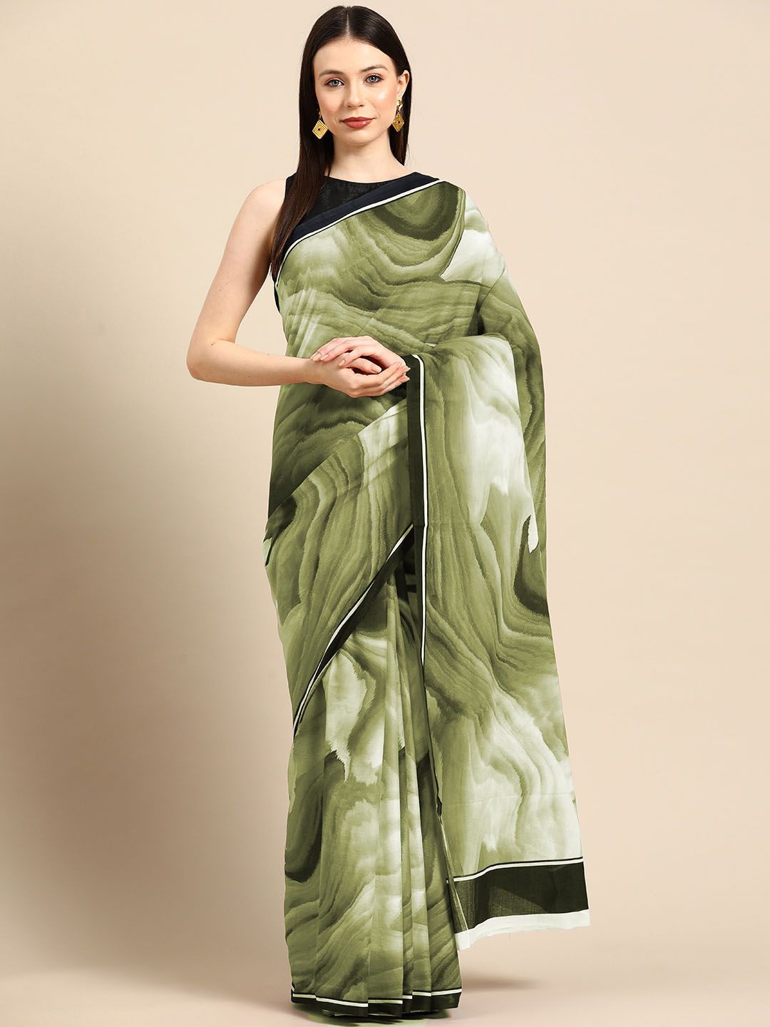 

BUTA BUTI Pure Cotton Saree, Olive