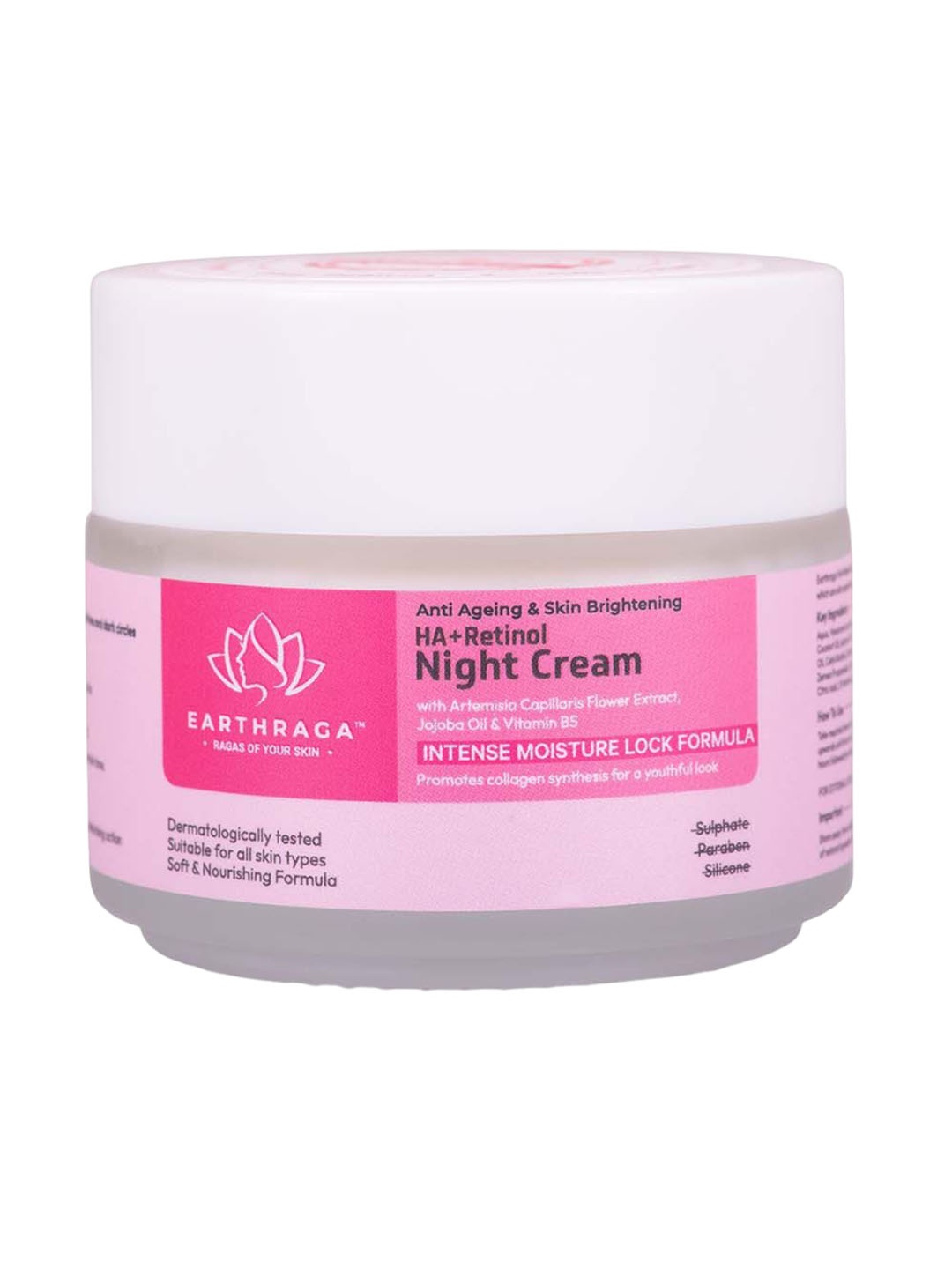 

Earthraga HA+Retinol Night Cream With Jojoba Oil-100ml, Pink