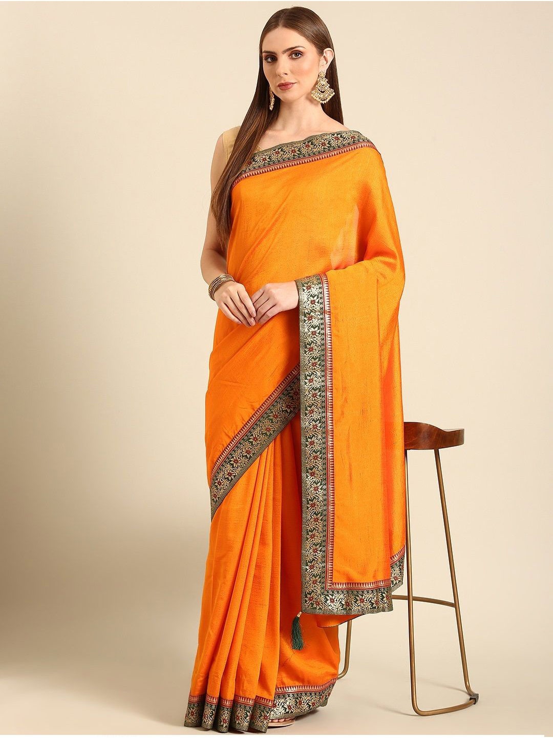 

all about you Solid Silk Blend Saree, Yellow