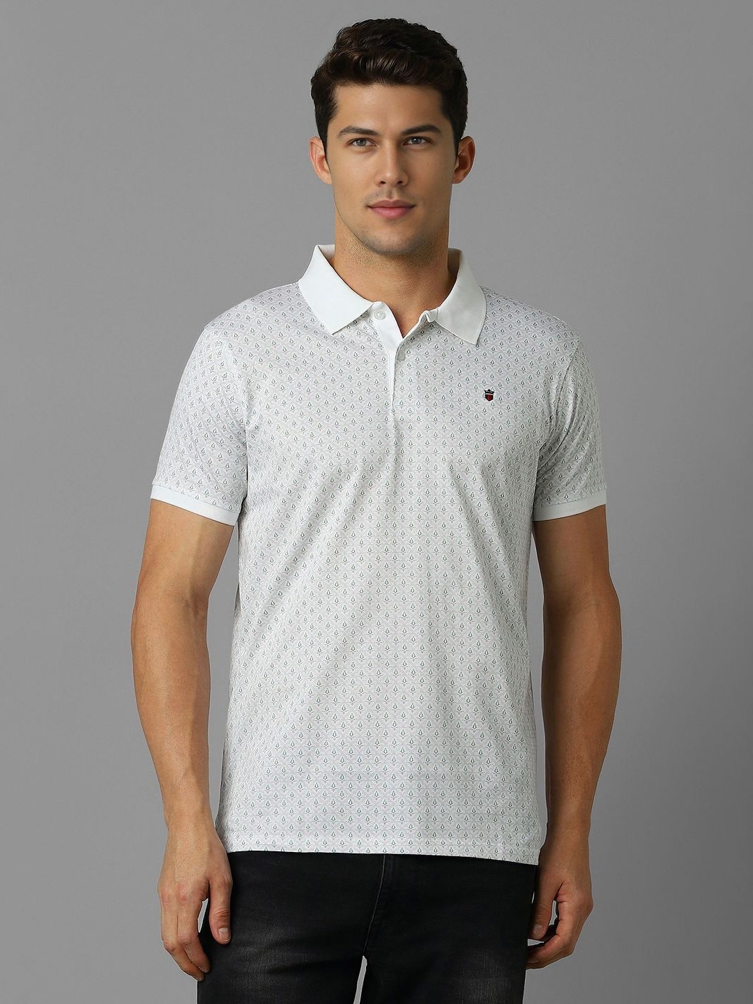 

Louis Philippe Sport Men Polo Collar Applique Slim Fit T-shirt, White