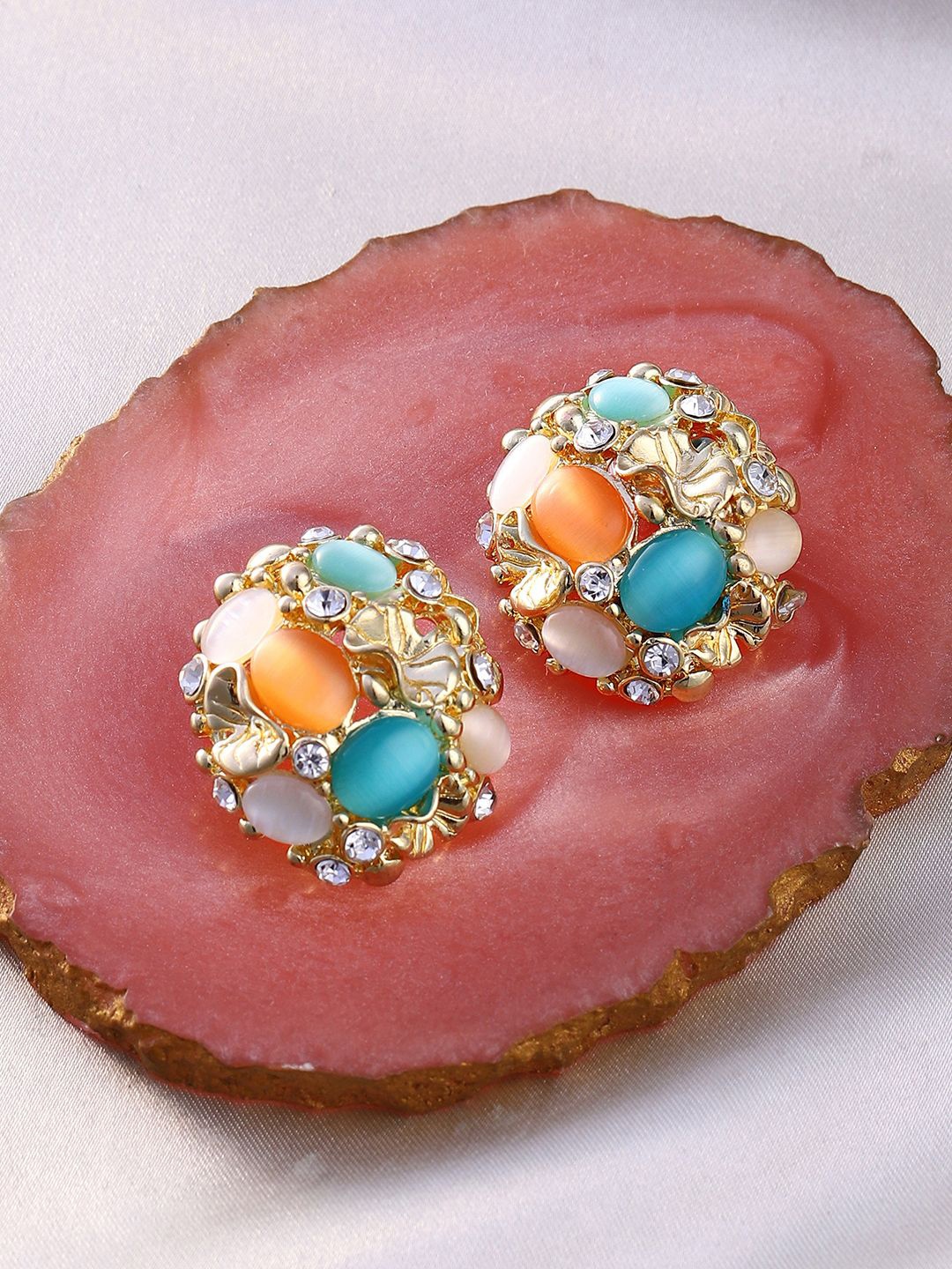 

SOHI Contemporary Studs Earrings, Gold