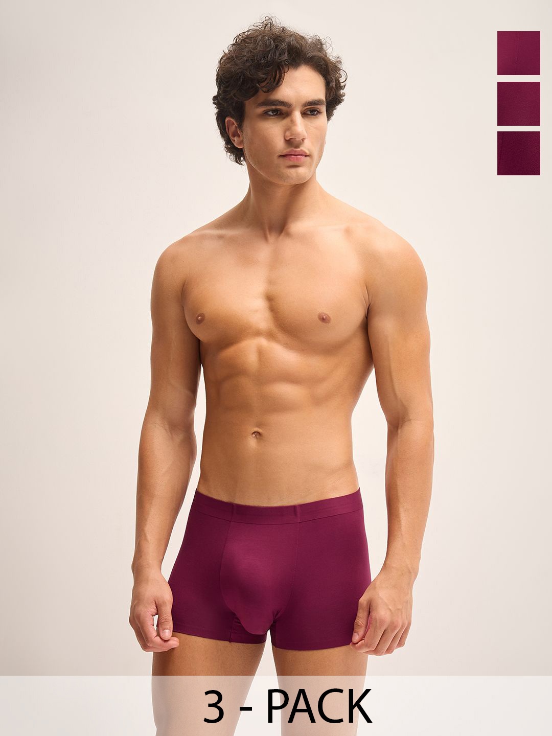 

THE BEAR HOUSE Pack Of 3 Mid-Rise Modal Trunks BRI-FOLIM-P3, Maroon