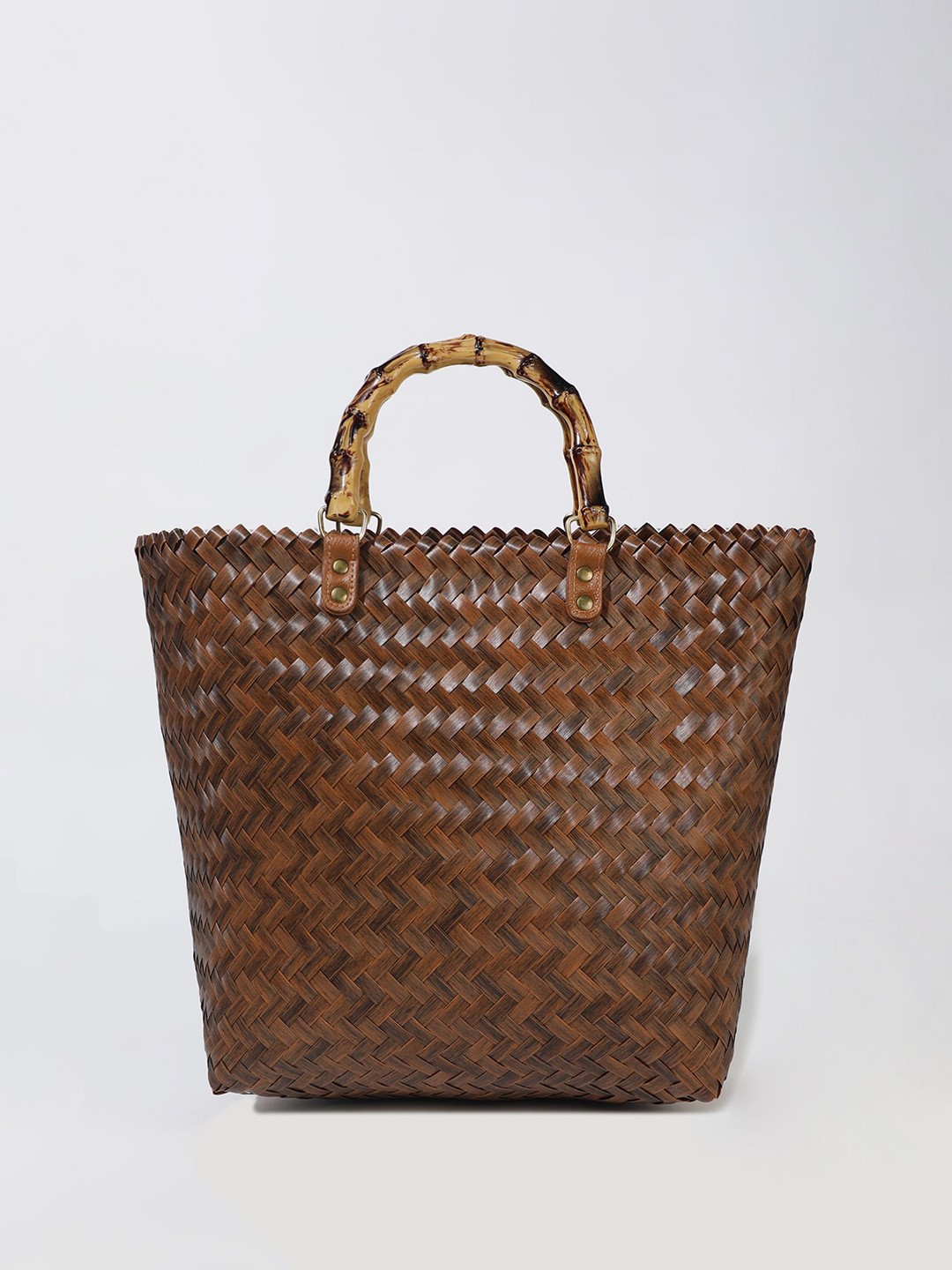 

LULU & SKY Oversized Structured Shoulder Bag with Quilted, Brown