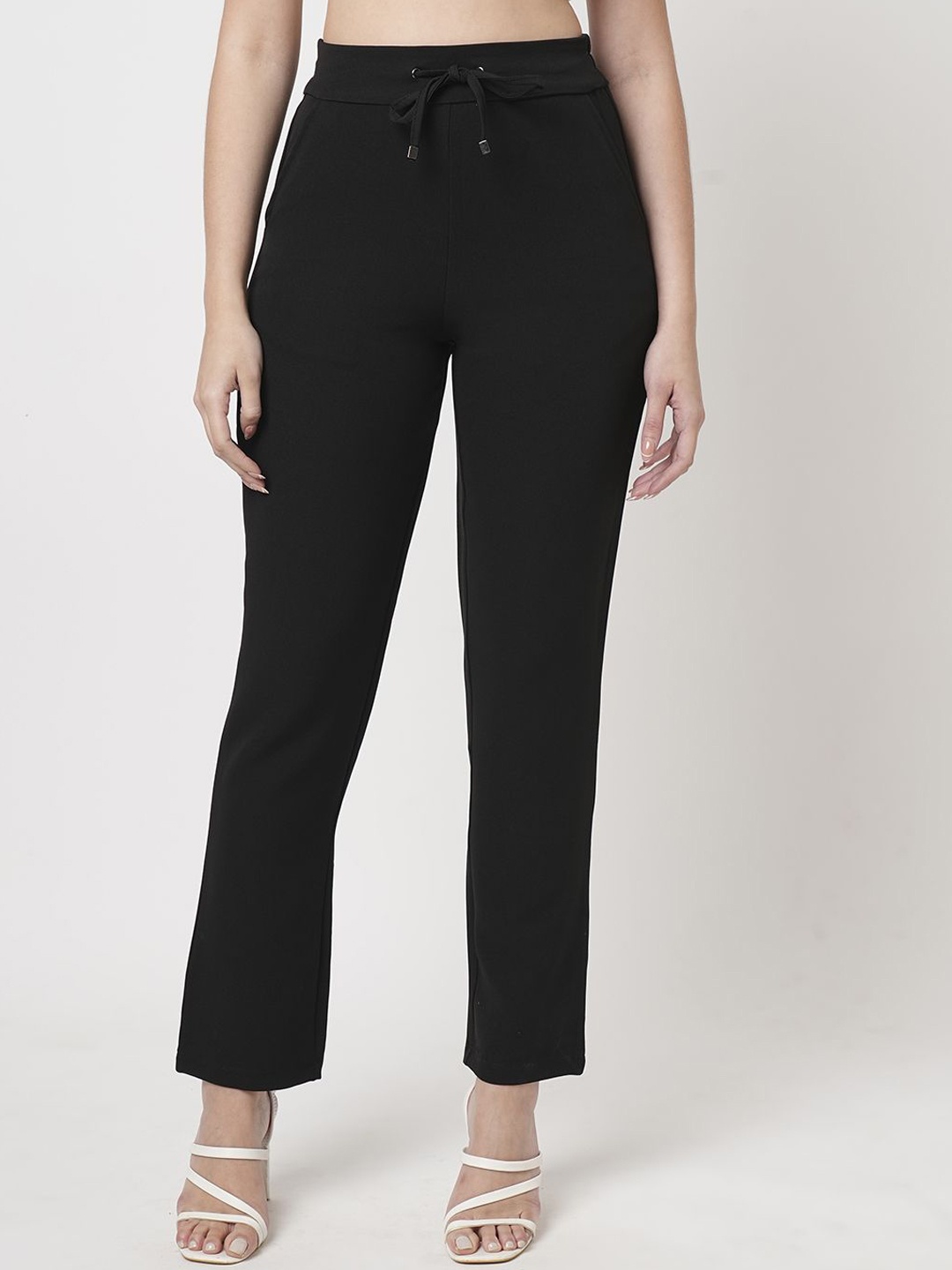 

Kraus Jeans Women Relaxed Straight Leg Slim Fit Trousers, Black