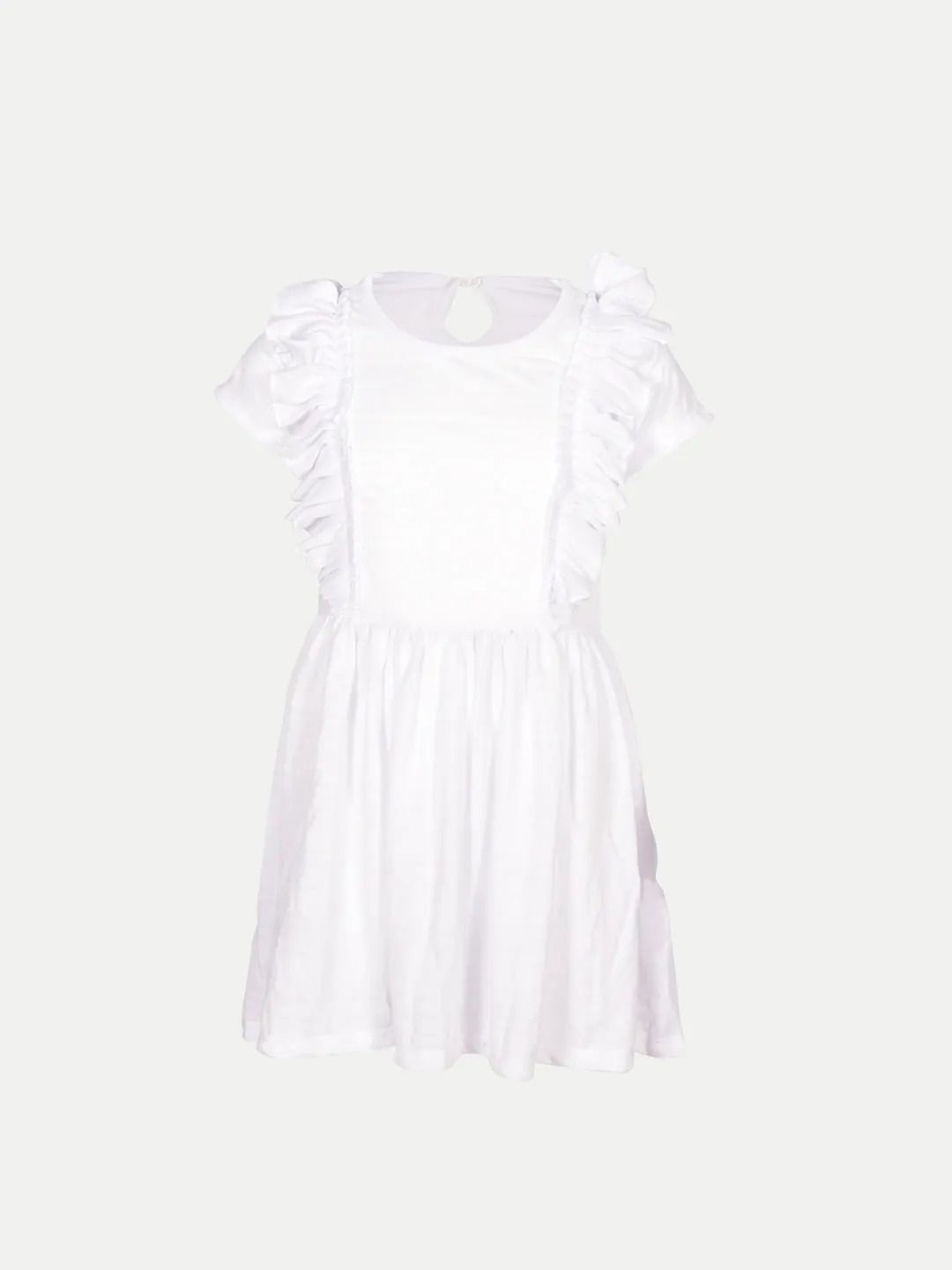 

BAESD Flutter Sleeve Fit & Flare Dress, White