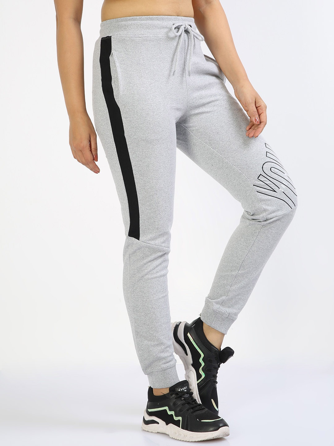 

ARDEUR Women Printed Mid Rise Joggers, Grey melange