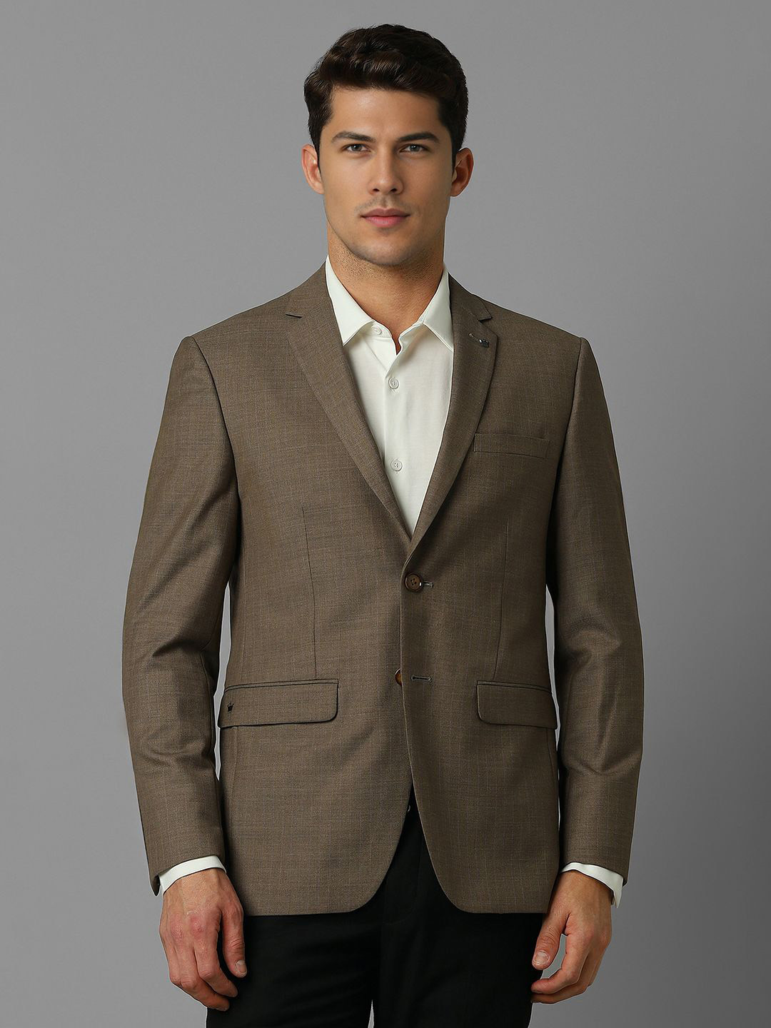 

Louis Philippe Men Checked Single Breasted Blazers, Brown