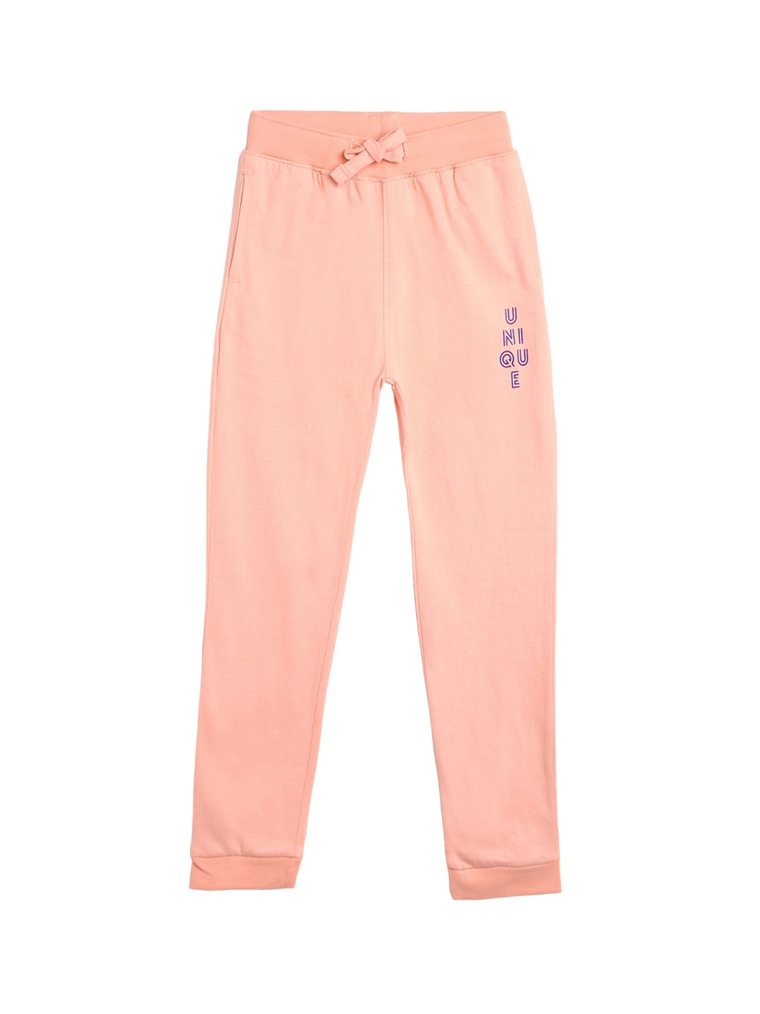 

Campana Girls Mid Rise Typography Cotton Joggers, Peach