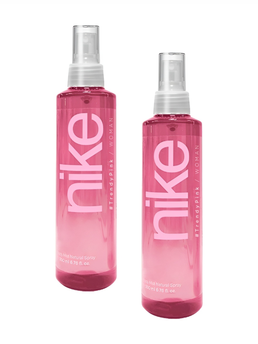 

Nike Set Of 2 Women Trendy Pink Body Mist Natural Spray 200 ml Each, Transparent