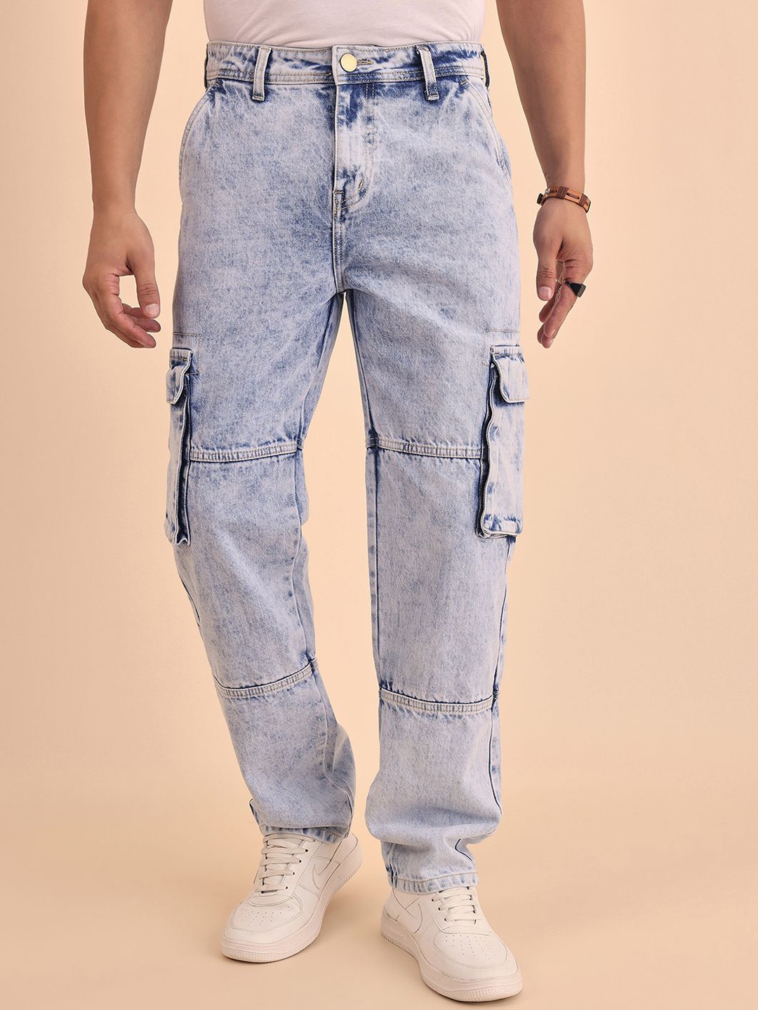 

Style Quotient Men Comfort Relaxed Fit Mid-Rise Cotton Heavy Fade Jeans, Blue