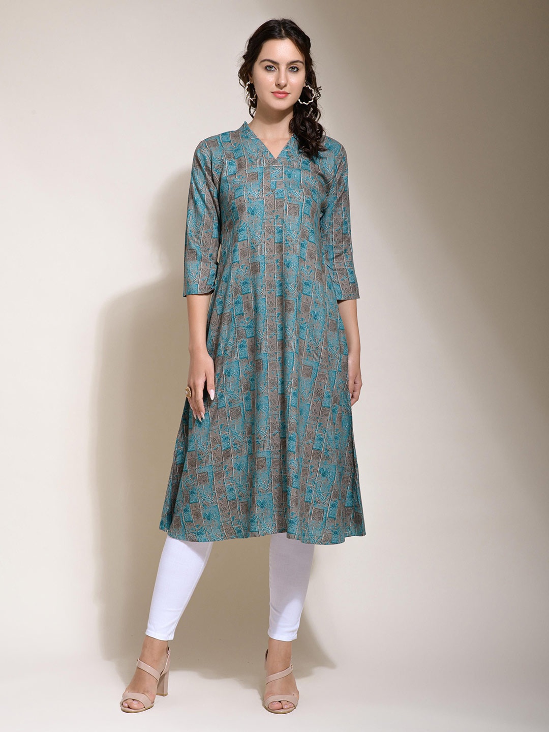 

SAZRIKA Floral Printed Kurta, Green