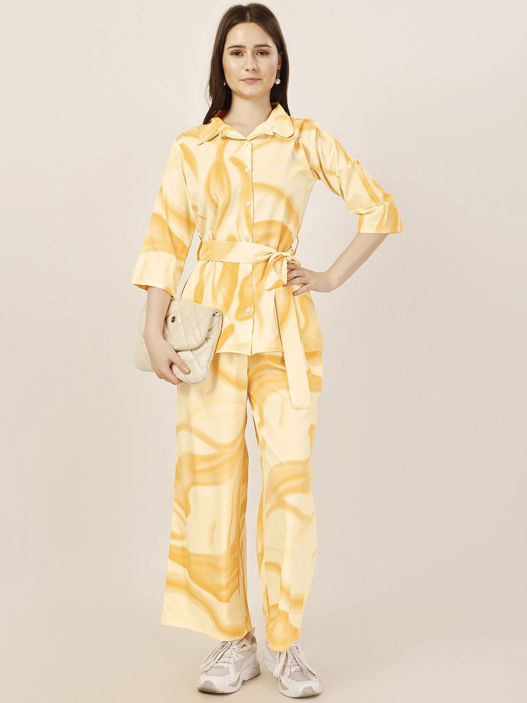 

Murcia Printed Shirt With Trouser Co-Ords, Yellow