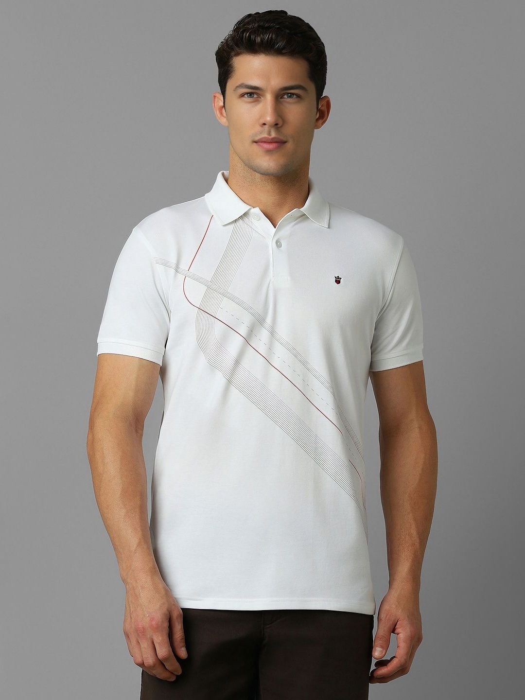 

Louis Philippe Sport Men Polo Collar Applique Slim Fit T-shirt, White