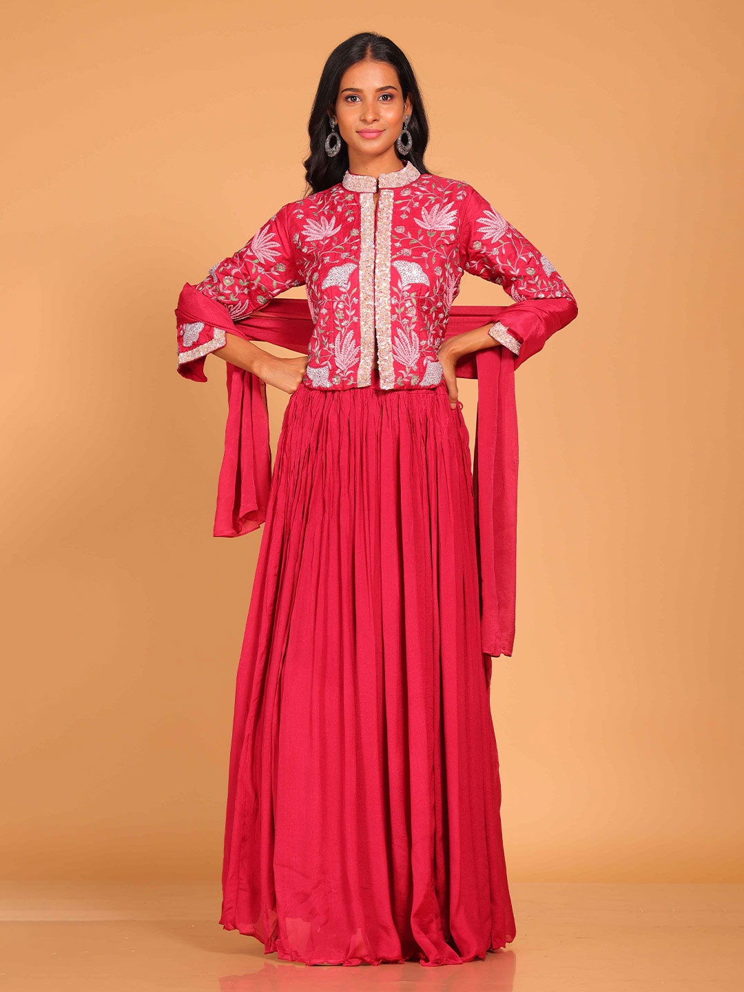 

Morchari Embellished Sequinned Ready to Wear Lehenga & Blouse With Dupatta, Pink