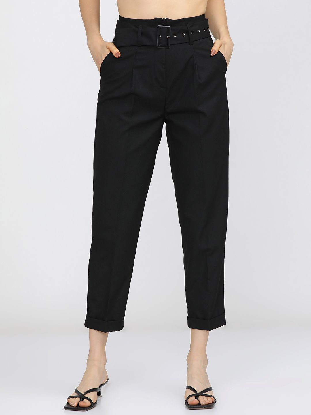 

Tokyo Talkies Women Pleated Trousers, Black