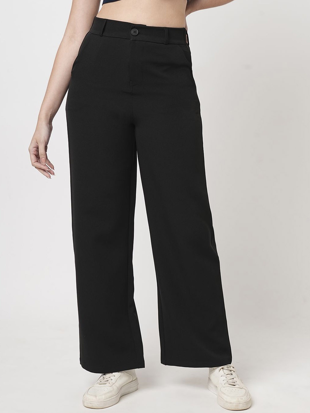 

Kraus Jeans Women Relaxed Straight Leg Slim Fit Trousers, Black