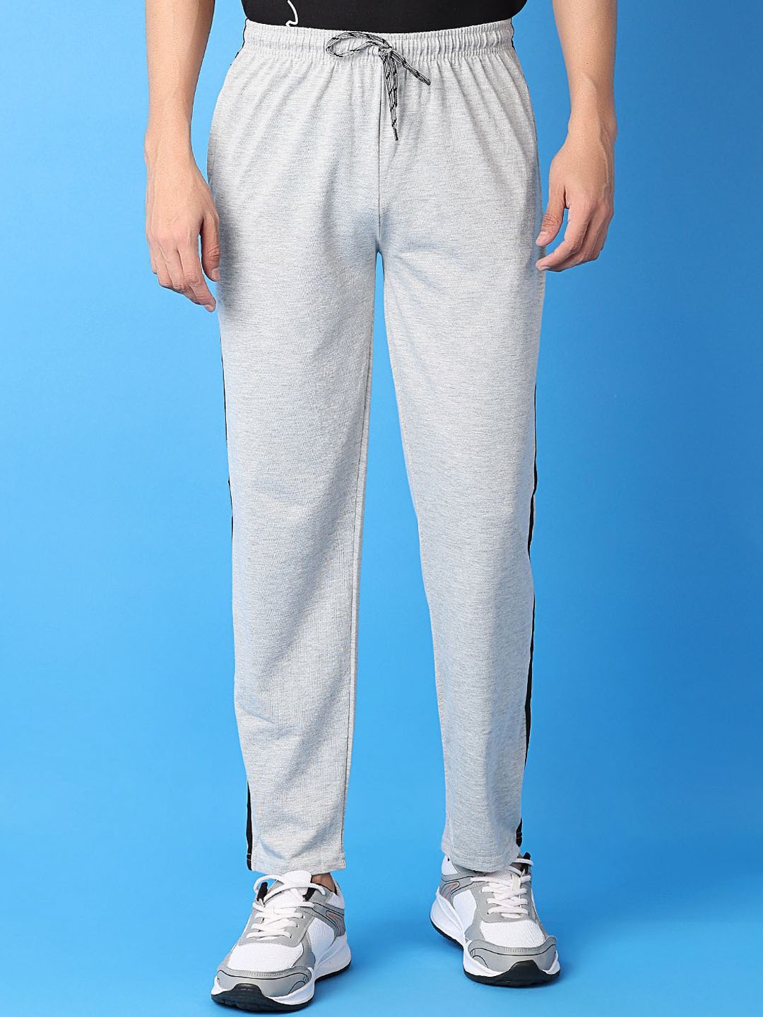 

V-Mart Men Mid Rise Cotton Track Pants, Grey melange