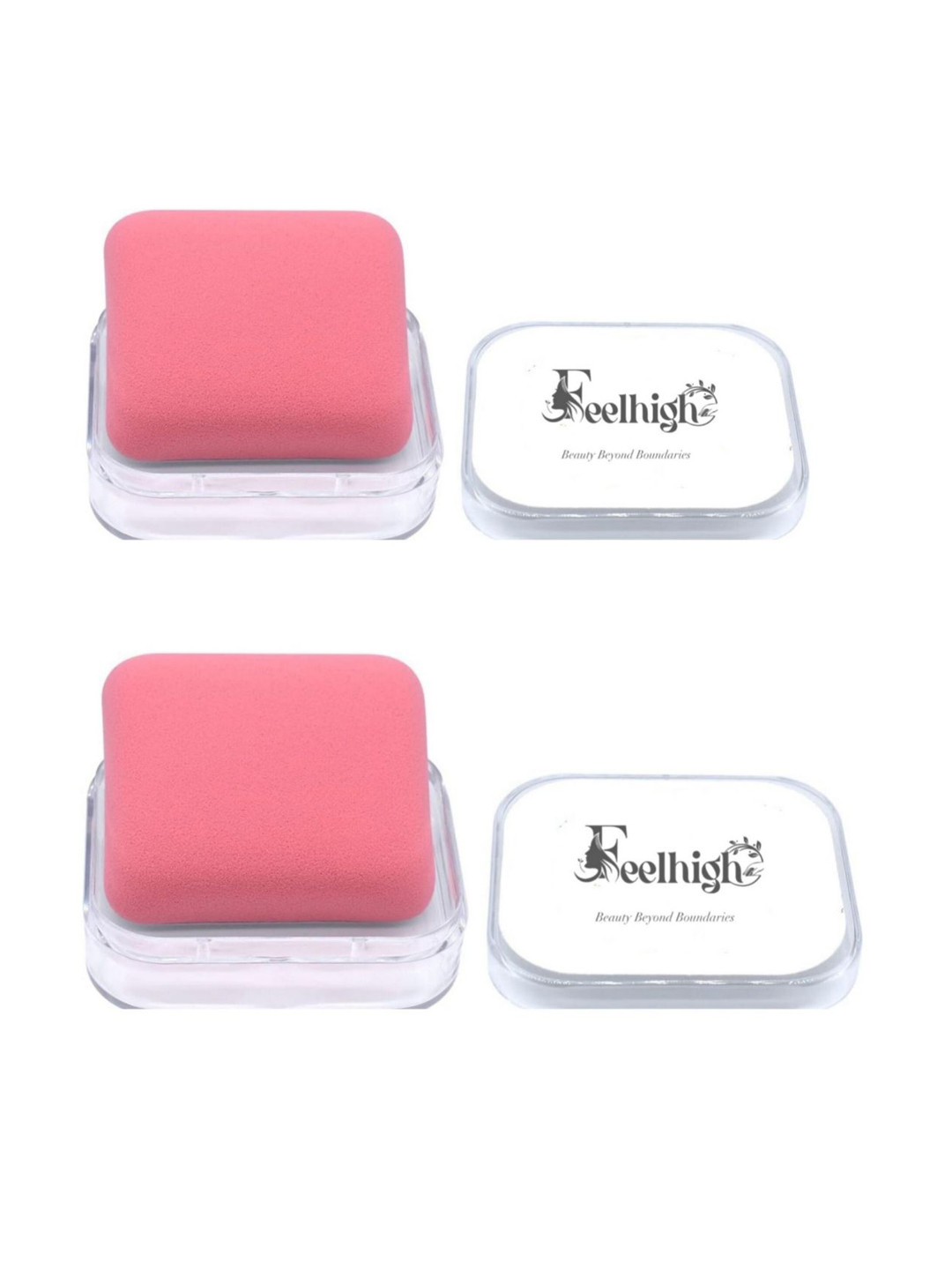 

FEELHIGH Set Of 2 Square Beauty Sponge With Case - Pink