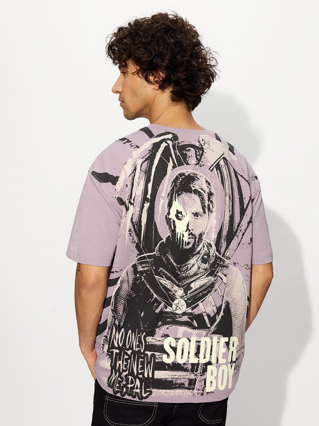 

The Souled Store Men Printed Round Neck Extended Sleeves Cut Outs T-shirt, Mauve
