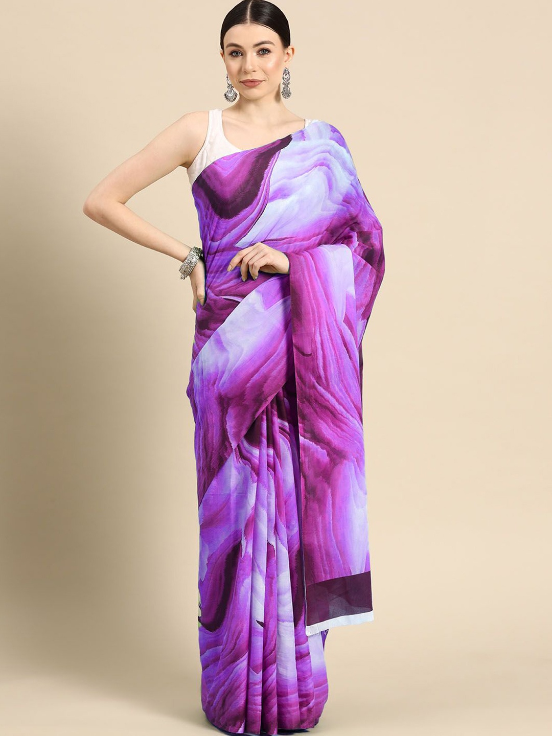 

BUTA BUTI Pure Cotton Abstract Printed Saree, Pink