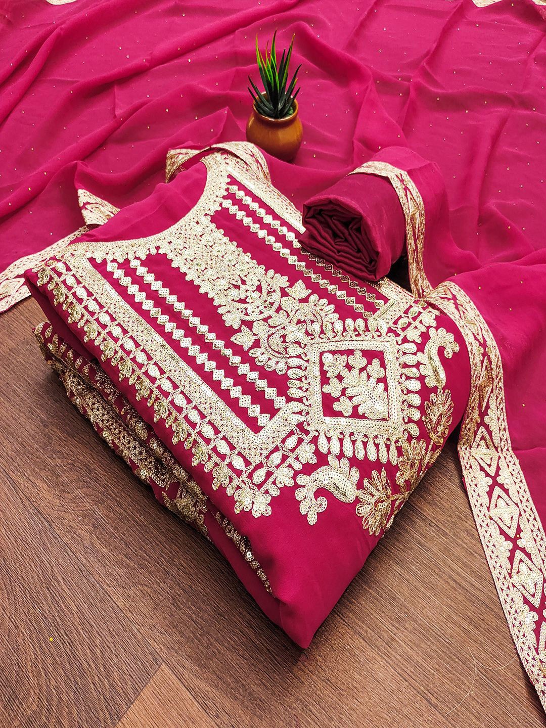 

Lilots Embroidered Unstitched Dress Material, Pink
