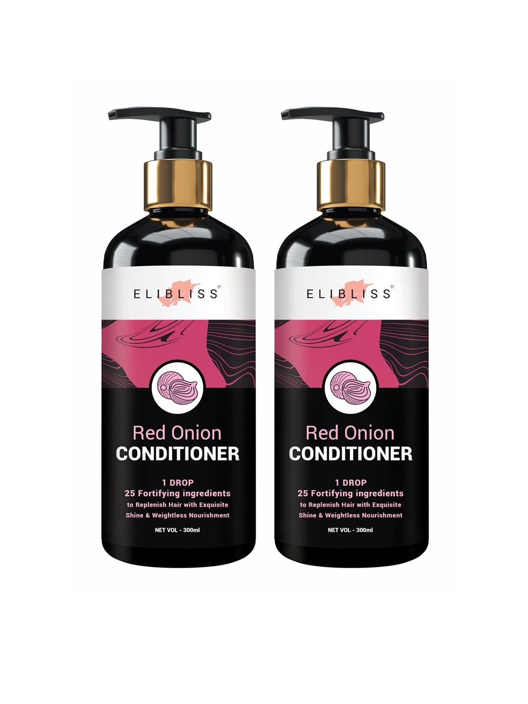 

ELIBLISS Set Of 2 Red Onion Conditioner With Aloevera- 300 ml Each, Black