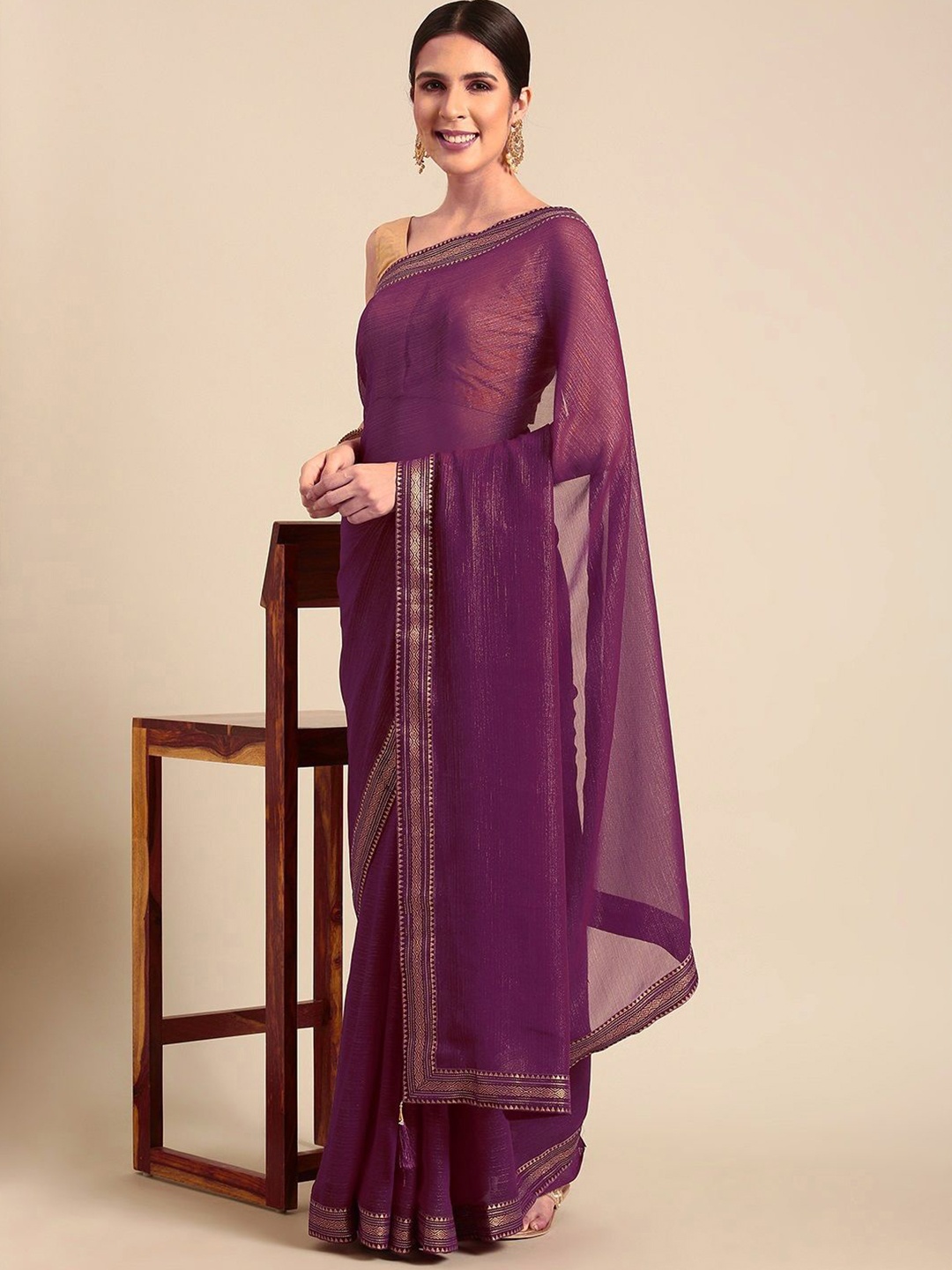 

all about you Pure Georgette Saree, Purple