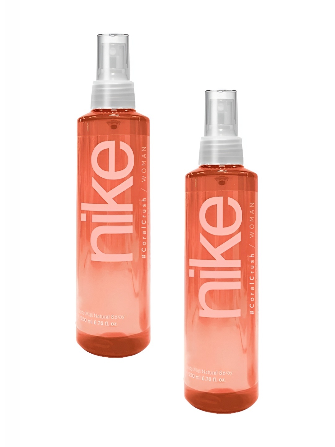 

Nike 2 Pcs Women Coral Crush Body Mist Natural Spray 200 ml Each, Transparent