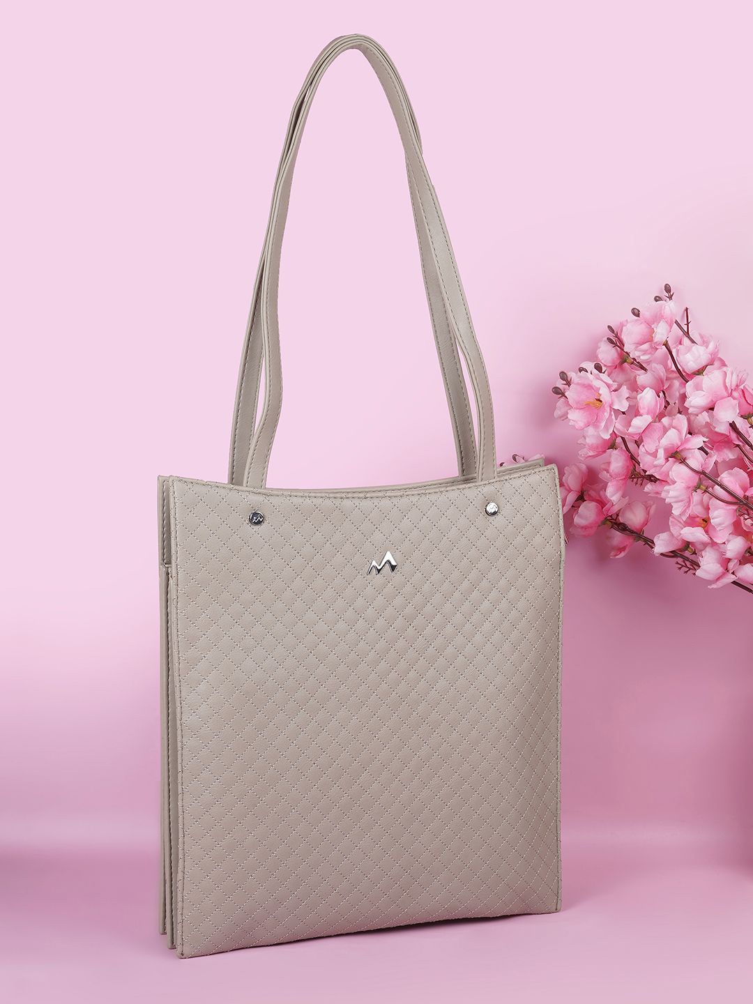 

Metro Colourblocked Oversized Shopper Shoulder Bag with Quilted, Beige
