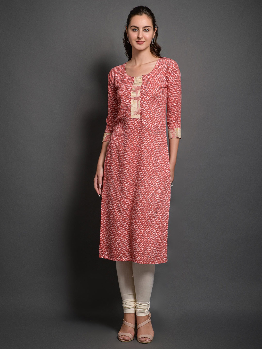 

SAZRIKA Geometric Printed Kurta, Peach