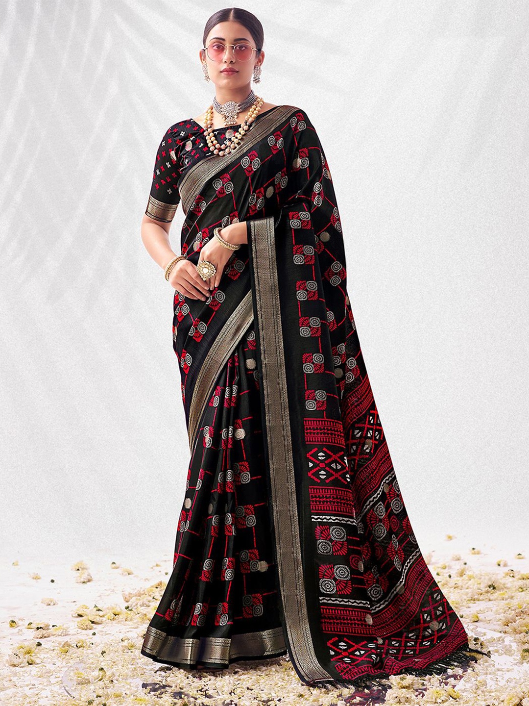 

SANSKAR Ethnic Motifs Zari Saree, Maroon