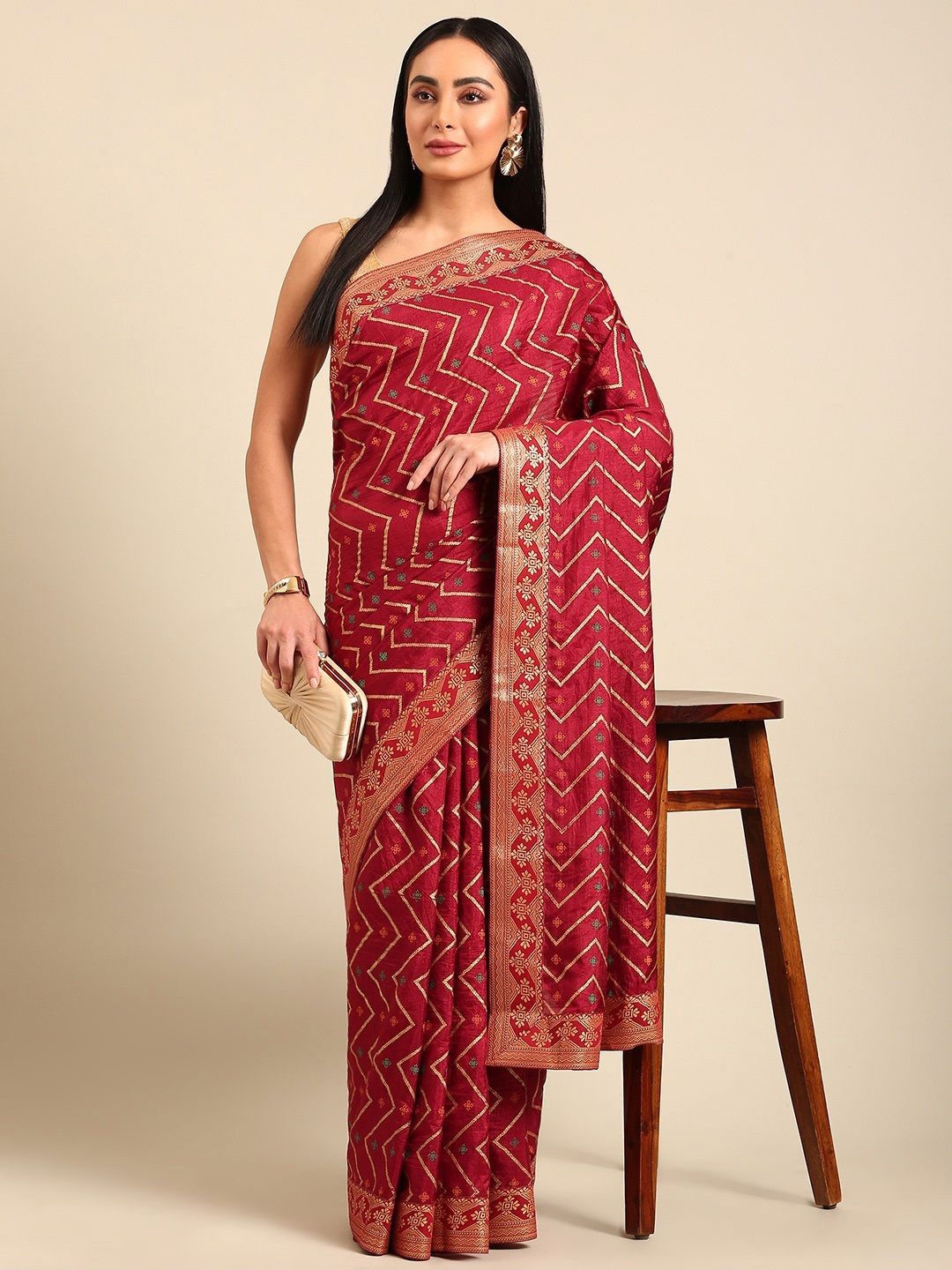 

all about you Leheriya Zari Saree, Maroon
