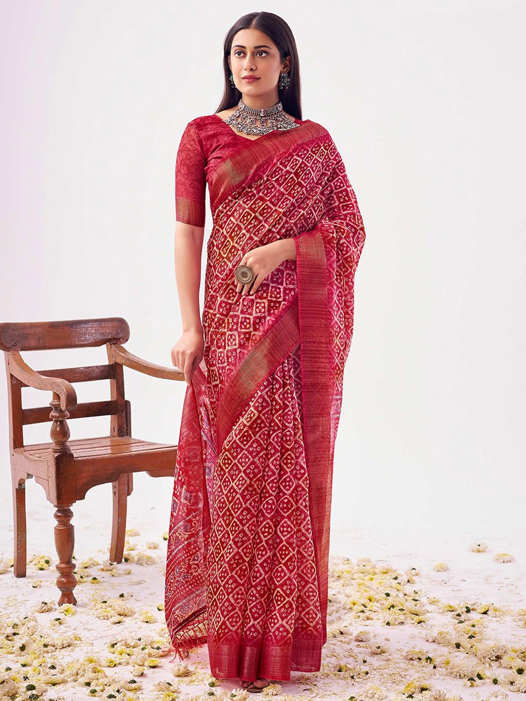 

SANSKAR Ethnic Motifs Zari Saree, Peach
