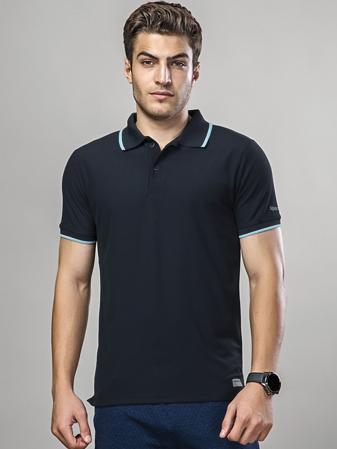 

SPORT SUN Men Polo Collar Dri-FIT Pockets T-shirt, Navy blue