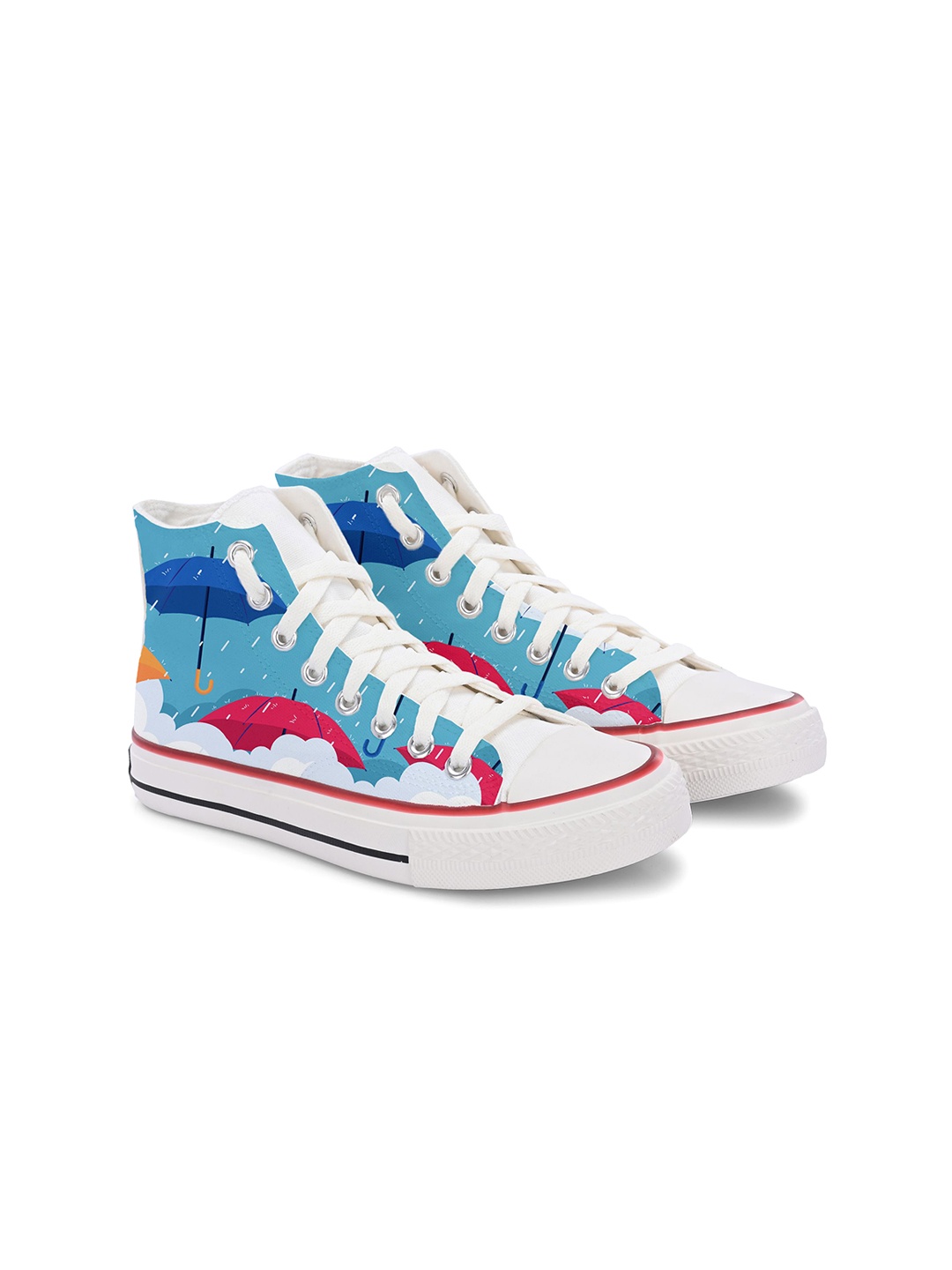 

CROWCIA LONDON Women Printed High-Top Canvas Sneakers, Multi