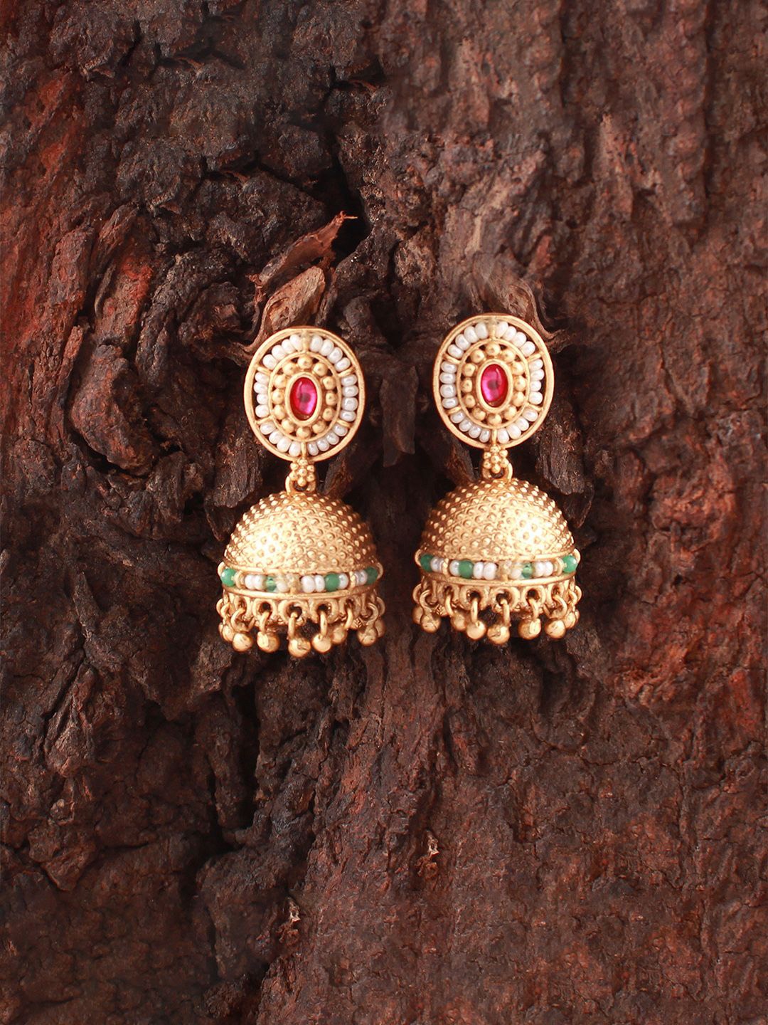 

Mirana Contemporary Jhumkas Earrings, Red