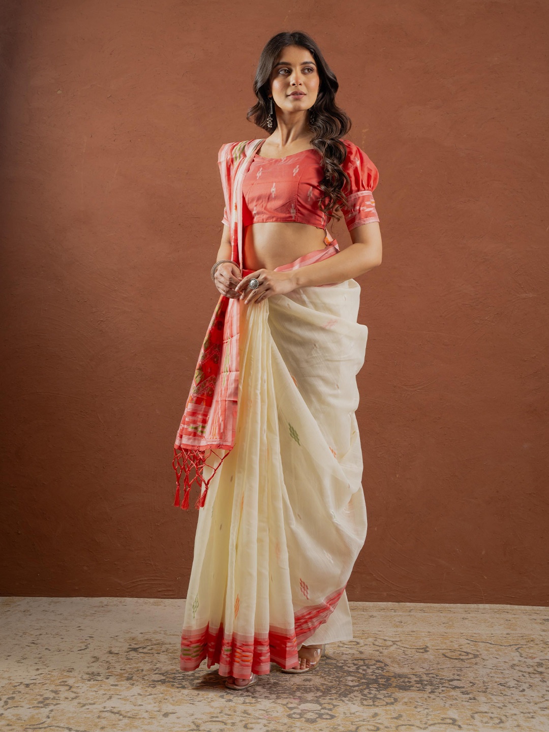 

Dori Woven Design Zari Jamdani Saree, Off white