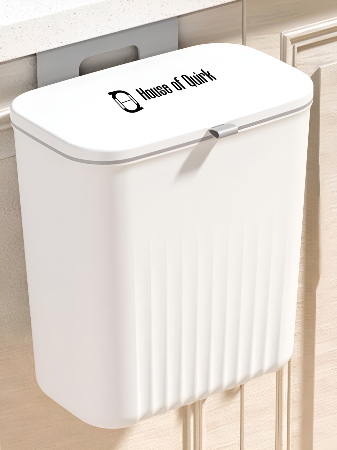 

HOUSE OF QUIRK White Hanging Kitchen Trash Can With Lid