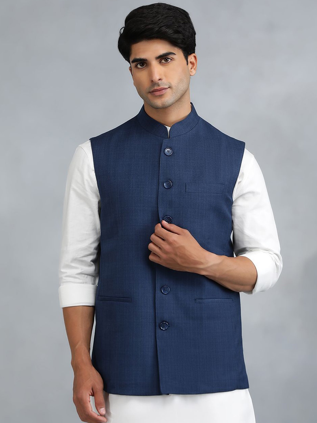 

MODI JACKET Men Tailored Jacket with Patchwork, Blue