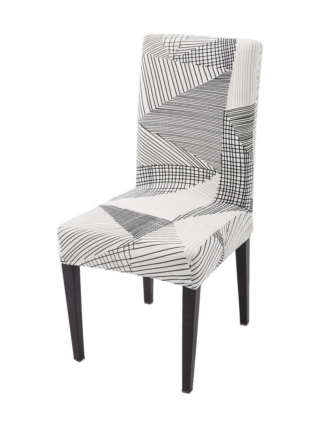 

HOKIPO White & Black Printed 140 GSM Dining Table Chair Cover