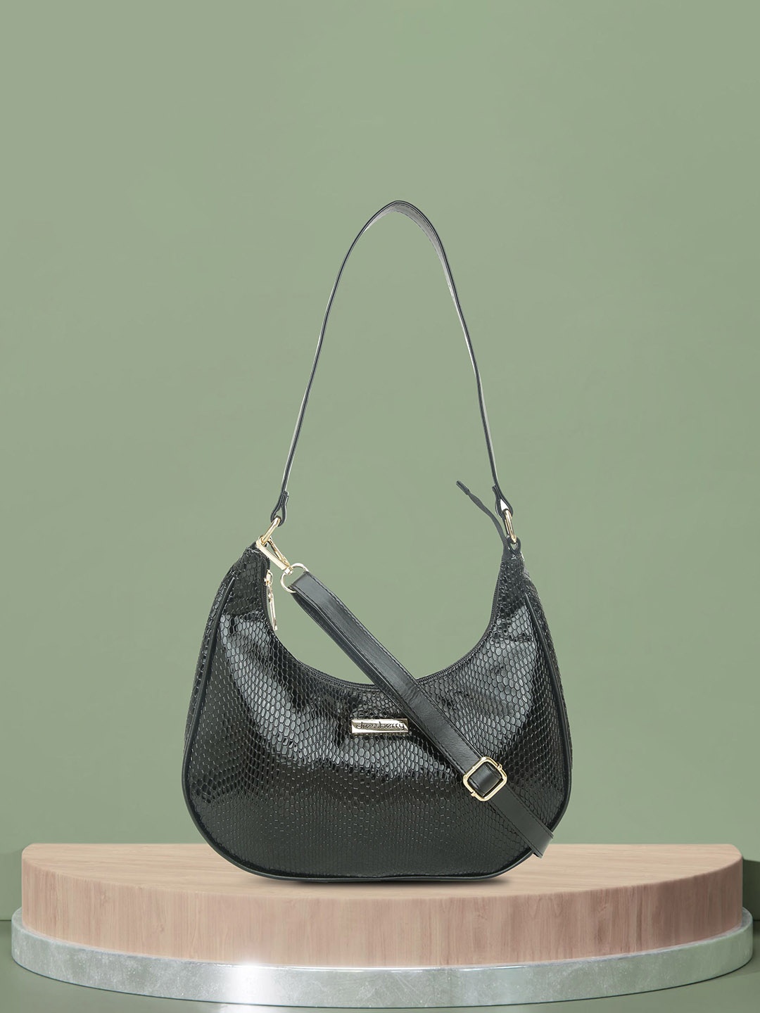 

DressBerry Black Textured Structured Shoulder Bag